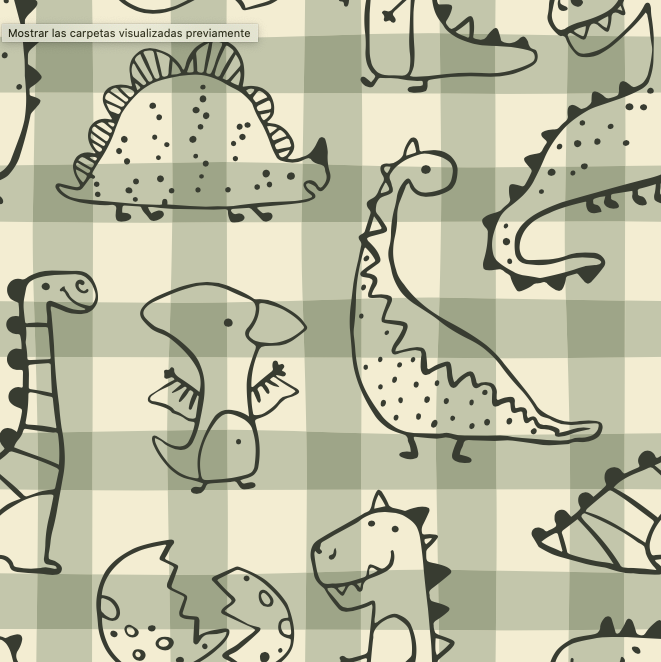 Papel Mural Dinos vichy verde