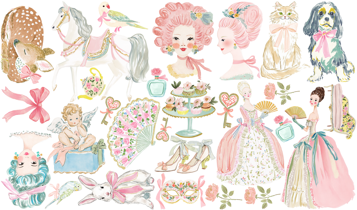 Set de estampados objetos "María Antonieta".