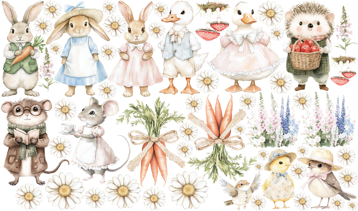 Set de estampados objetos " Granja Pascua celeste ".