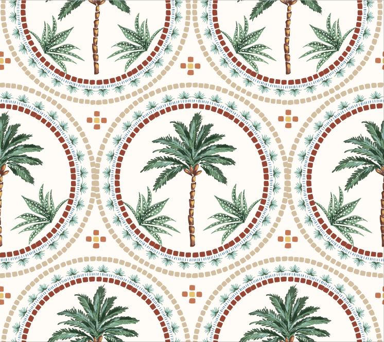 Papel Mural Palmeras mosaico